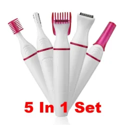 5 i 1 elektrisk epilator til kvinder - trimmer - hårfjerning - øjenbryn - bikini - ben - armhuler