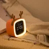 Digitalt LED vækkeur - med baggrundsbelysning - USB - kanin / hjorte ører - blade