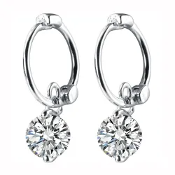 Bøjle øreringe med zirconia - 925 sterling sølv