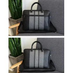 Elegant skuldertaske - forretningsmappe - ægte vævet læder - stor kapacitet