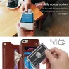 Retro kortholder - telefon cover cover - læder flip cover - mini pung - til iPhone - rød