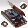 Retro kortholder - telefoncover etui - læder flip cover - mini pung - til iPhone - hvid