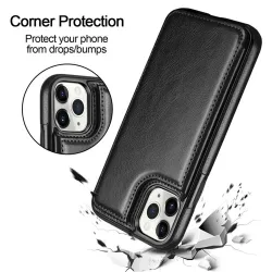 Retro kortholder - telefoncover etui - læder flip cover - mini pung - til iPhone - hvid