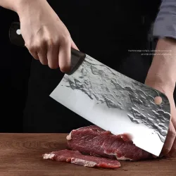 Kulstofstål køkkenkniv - slagter / køkken kokkekniv - smeltet design