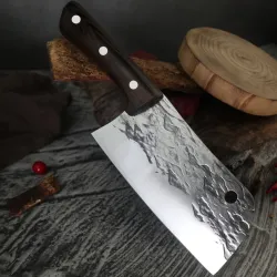 Kulstofstål køkkenkniv - slagter / køkken kokkekniv - smeltet design