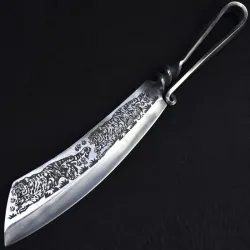 9,3 tommer hakkekniv - køkken - jagt - træskærer - håndlavet smedet stål - tigerdesign
