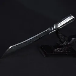 9,3 tommer hakkekniv - køkken - jagt - træskærer - håndlavet smedet stål - tigerdesign