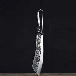 9,3 tommer hakkekniv - køkken - jagt - træskærer - håndlavet smedet stål - tigerdesign