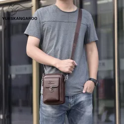 Lille vintage skuldertaske - læder