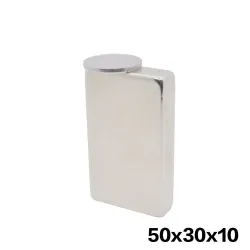 N35 - neodymmagnet - stærk blok - 50 * 30 * 10 mm - 1 stk.