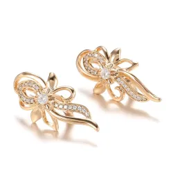 Elegante rosa guld øreringe - krystal blomst