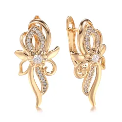 Elegante rosa guld øreringe - krystal blomst