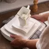 Elegant service - hvidt porcelæn middagssæt - kopper - underkopper - tallerkener