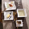 Elegant service - hvidt porcelæn middagssæt - kopper - underkopper - tallerkener