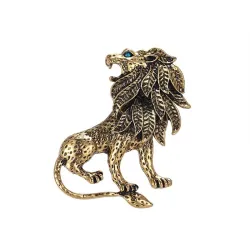Antik sølv / guld løve - broche