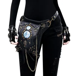 Skulder / ben / taljetaske - steampunk - gotisk - retro stil - læder