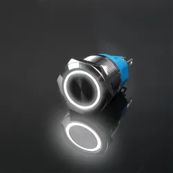 Metaltrykknapkontakt - vandtæt - selvnulstilling - LED - 12mm / 16mm / 19mm / 22mm - 6V / 24V / 220V