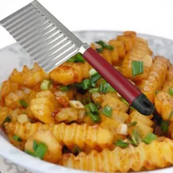 Kartoffelskærer - pommes frites - buede chips - kniv i rustfrit stål