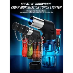 Mini butan lighter - jet flamme - vindtæt - med hætte