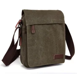 Vintage skuldertaske i lærred