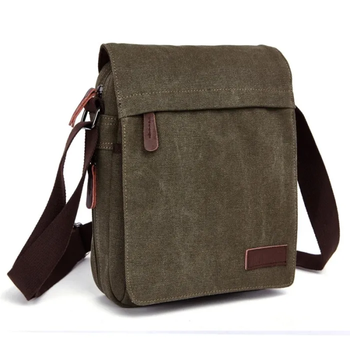 Vintage skuldertaske i lærred