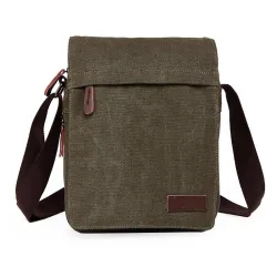 Vintage skuldertaske i lærred