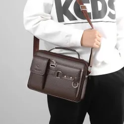 Lille vintage skuldertaske - læder