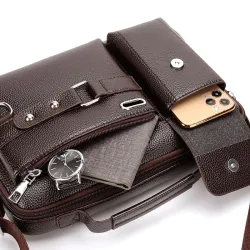 Lille vintage skuldertaske - læder