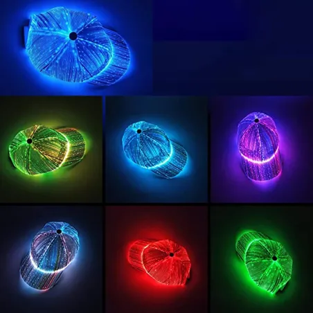 Baseball cap - fiber optic - 7 colors LED - USB - blackHats & Caps