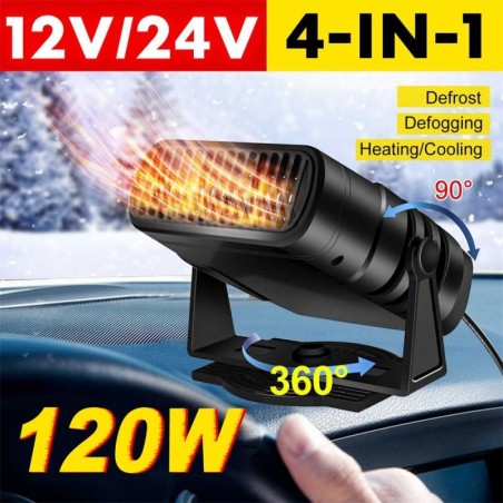 4 i 1 bilvarmer - køle- / varmeblæser - tørretumbler / affugter / defroster - 120W