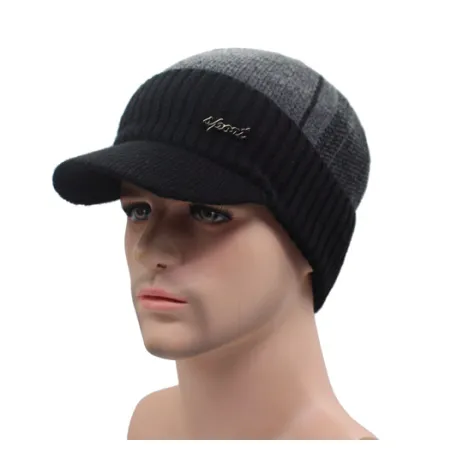 Men's winter wool hat with visorHats & Caps