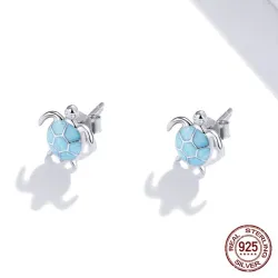 Sølvblå skildpadde øreringe - 925 sterling sølv