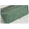 Vintage nubuck lædertaske med nitter / pels pom pom