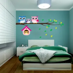 Uglefamilie på træ / fugle - vinyl wallsticker - aftagelig