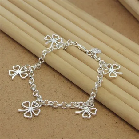 Firkløverarmbånd - 925 sterling sølv