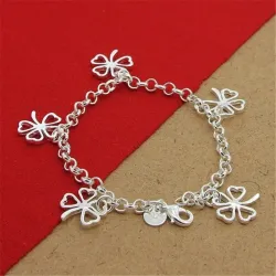 Firkløverarmbånd - 925 sterling sølv