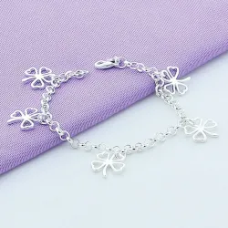 Firkløverarmbånd - 925 sterling sølv