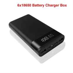 Powerbank - hurtig opladning - 6 * 18650 batteriboks - 20000mAh USB type C - 5V