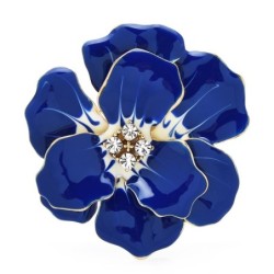 Stor emaljeblomst med krystaller - elegant broche