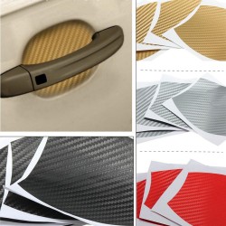 Kulfiber vinyl klistermærke - bil dørhåndtag beskyttelse - 10 * 9cm - 4 stk