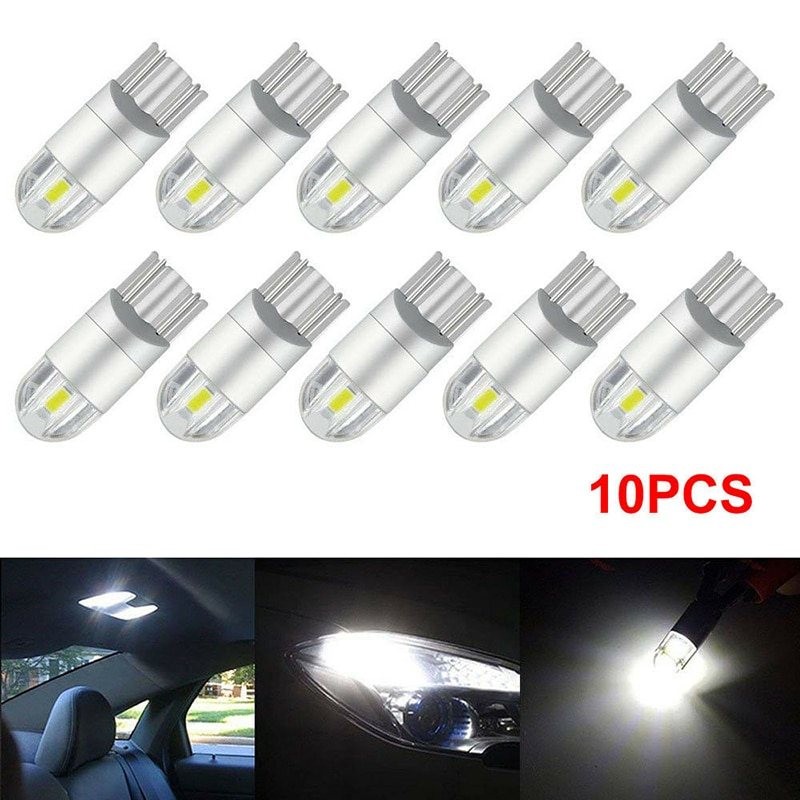 T10 - 3030 - 2SMD - 12V - LED - bilpære - hvid - 10 stk.