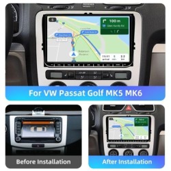 Bilradio - 2 Din - 9 tommer - Android 10 - 1GB - 16GB - Bluetooth - GPS - carplay - til Volkswagen Golf 5 6 Passat