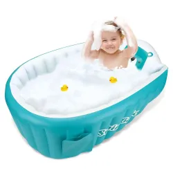 Oppusteligt babybadekar - swimmingpool - bærbar - foldbar - skridsikker - tegneseriebjørn