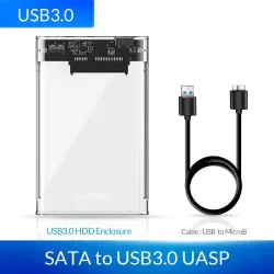 ORICO - 2,5 tommer - gennemsigtigt HDD etui - med kabel - SATA til USB3.0