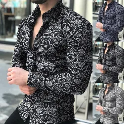 Fashion long sleeve shirt - floral print - slim fitT-shirts