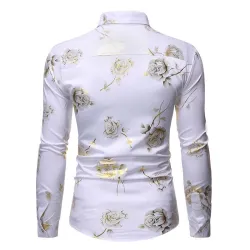 Luxurious long sleeve shirt - printed golden rosesT-shirts