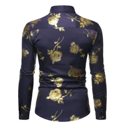 Luxurious long sleeve shirt - printed golden rosesT-shirts