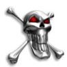 Silver red eyed skull - vinyl car stickerStickers