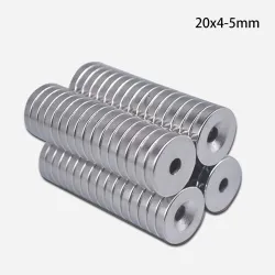 N35 - neodymmagnet - stærk rund skive - 20mm * 4mm - med 5mm hul