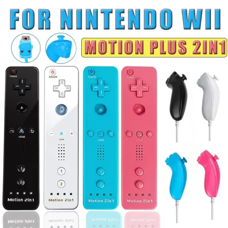 2 i 1 trådløs fjernbetjening - motion plus / Nunchuck - til Nintendo Wii / Wii U Joystick
